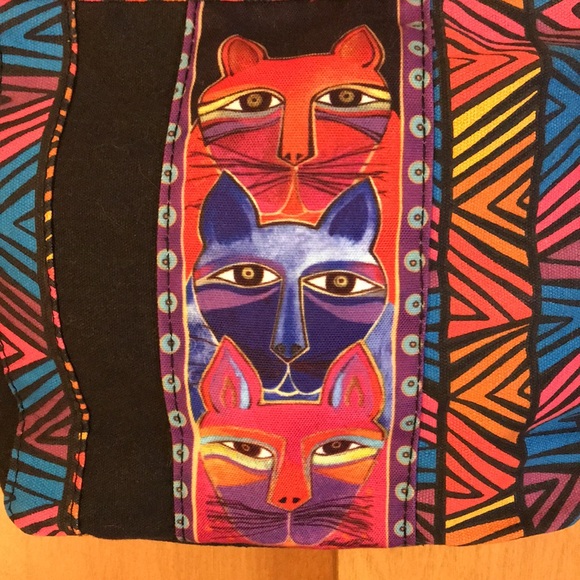LAUREL BURCH Cat Print Crossbody Bag  Adjustable Strap Multicolor - Picture 3 of 16